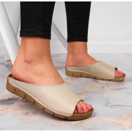 Chaussons femme en cuir crème Łukbut 1434 multicolore 5