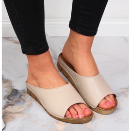 Chaussons femme en cuir crème Łukbut 1434 multicolore 6