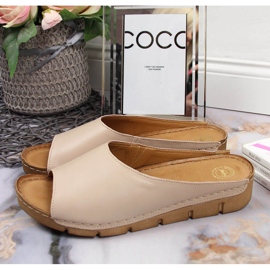 Chaussons femme en cuir crème Łukbut 1434 multicolore 2