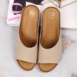 Chaussons femme en cuir crème Łukbut 1434 multicolore 3