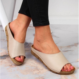 Chaussons femme en cuir crème Łukbut 1434 multicolore 4