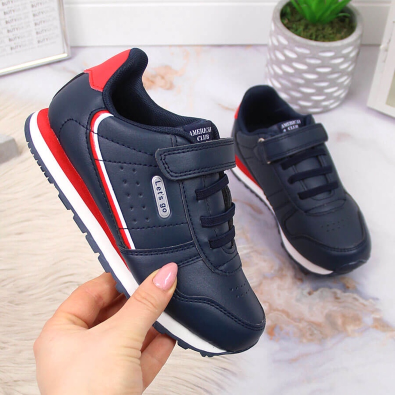 Chaussures de sport velcro bleu marine American Club pour enfant 1