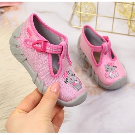 Chaussons filles pour la maternelle rose et gris Befado 1