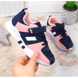 Chaussures de sport fille Grenade Befado avec velcro bleu marine rose 1