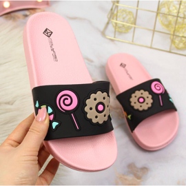 Chaussons de piscine fille Atletico noirs rose 1