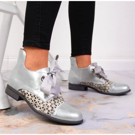 Bottines Jezzi printemps argent ajourées femme 5