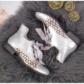 Bottines Jezzi printemps argent ajourées femme 3