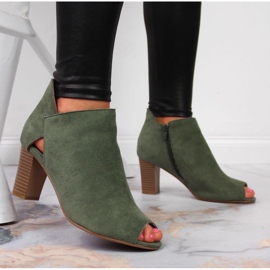 Bottines de printemps pour femme, bout ouvert vert Jezzi 4