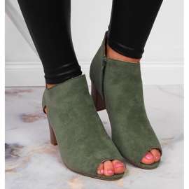 Bottines de printemps pour femme, bout ouvert vert Jezzi 5