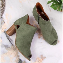 Bottines de printemps pour femme, bout ouvert vert Jezzi 3