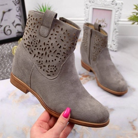 Bottines compensées printemps ajourées femme Filippo gris 1