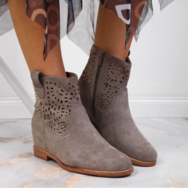 Bottines compensées printemps ajourées femme Filippo gris 6
