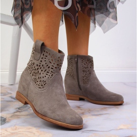 Bottines compensées printemps ajourées femme Filippo gris 5