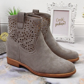 Bottines compensées printemps ajourées femme Filippo gris 2