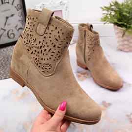 Bottines femme ajourées à talon compensé Filippo beige 1