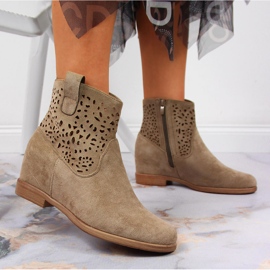 Bottines femme ajourées à talon compensé Filippo beige 5
