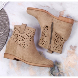 Bottines femme ajourées à talon compensé Filippo beige 3
