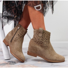 Bottines femme ajourées à talon compensé Filippo beige 4
