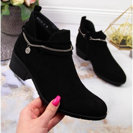 Bottines Filippo femme noires avec chaîne 1