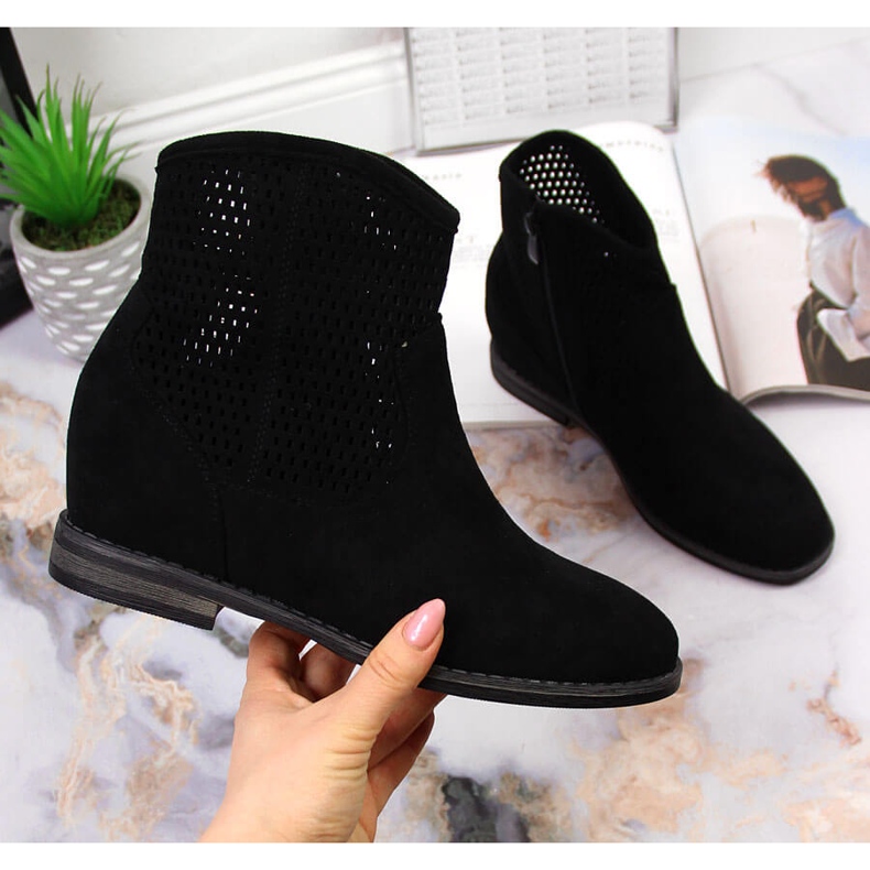 S.Barski Bottines compensées ajourées noires pour femme de S. Barski le noir 1