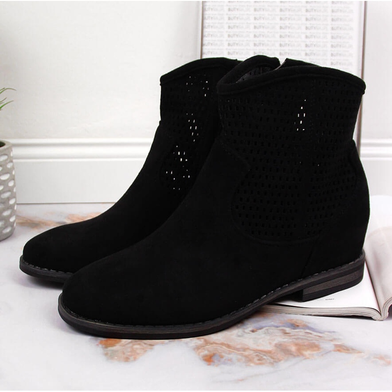 S.Barski Bottines compensées ajourées noires pour femme de S. Barski le noir 2
