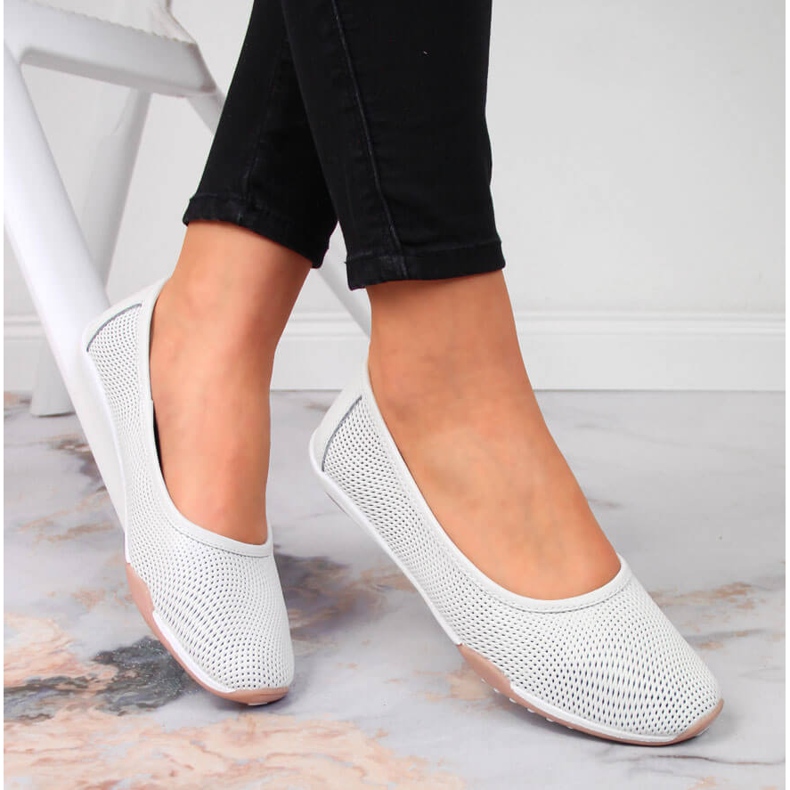 Ballerines femme en cuir ajouré, sans lacets, blanc Filippo 1