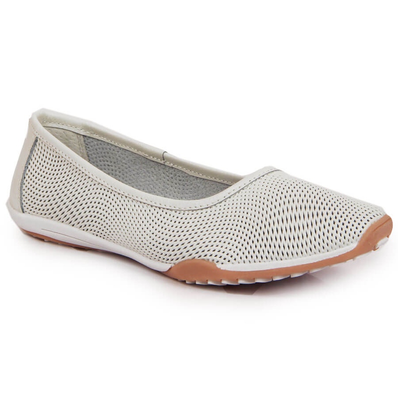 Ballerines femme en cuir ajouré, sans lacets, blanc Filippo blanche 2