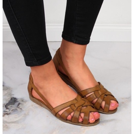 Sandales femme en cuir marron Dolce Pietro brun 2