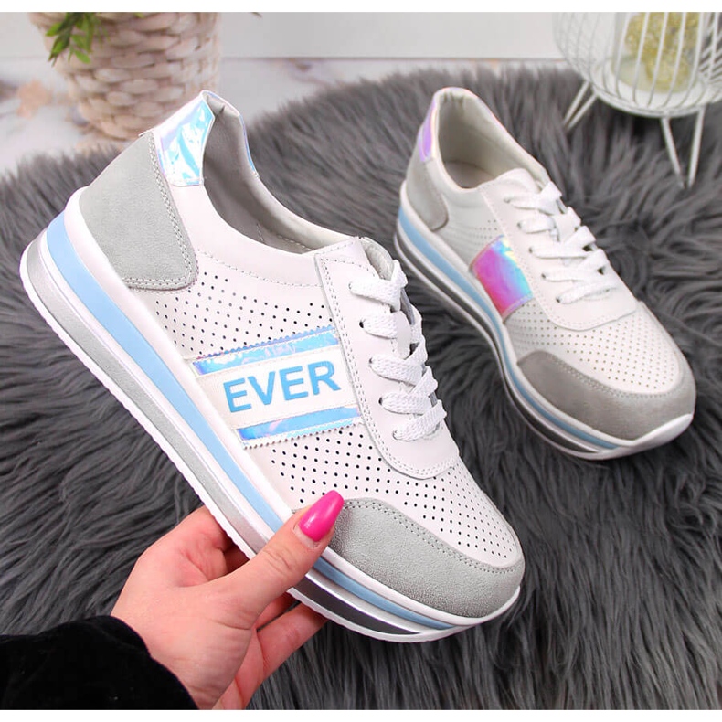 Chaussures en cuir à plateforme holo en blanc Filippo gris 1