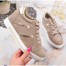 Chaussures en cuir à semelles compensées Filippo beiges 2
