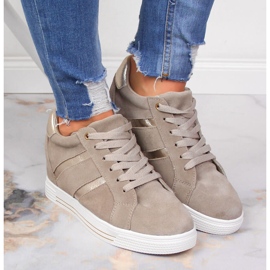 Chaussures en cuir à semelles compensées Filippo beiges 7