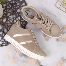 Chaussures en cuir à semelles compensées Filippo beiges 4