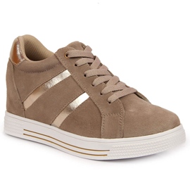 Chaussures en cuir à semelles compensées Filippo beiges 1