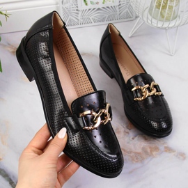 Chaussures noires ajourées avec une chaîne Potocki le noir 3