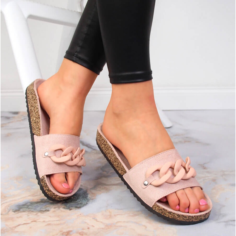Chaussons pour femmes avec une chaîne de Potocki rose poudré 1