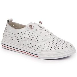 Chaussures femme blanches en cuir ajouré Vinceza 2