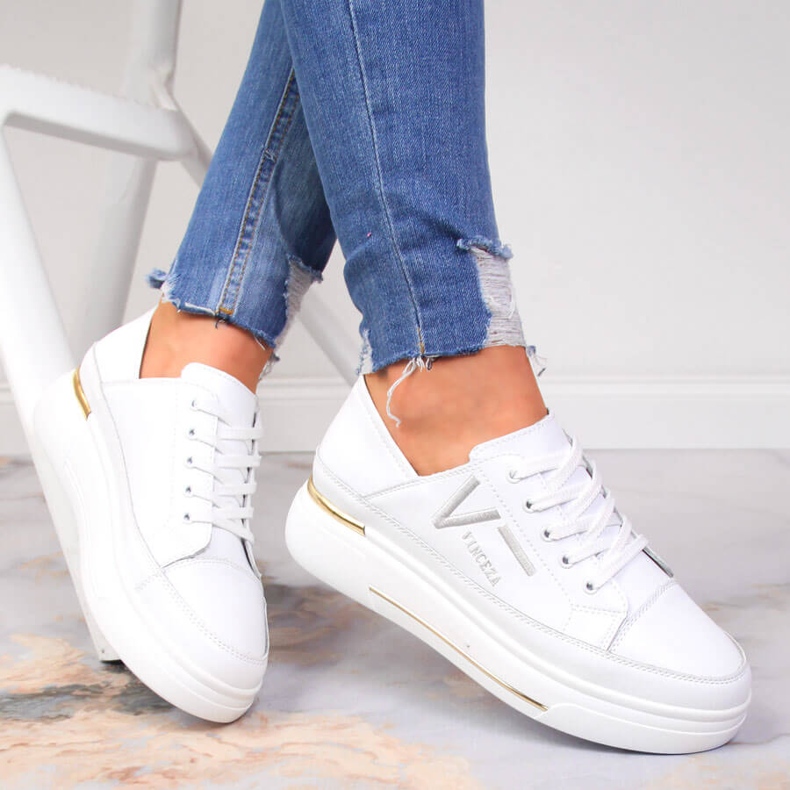 Chaussures femme en cuir, baskets Vinceza blanches 1 Chaussures femme en cuir, baskets Vinceza blanches 1