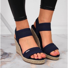 Sandales espadrilles à semelles compensées bleu marine Big Star JJ274977 2