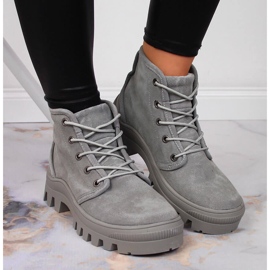 Baskets femme en cuir gris Filippo gris 2
