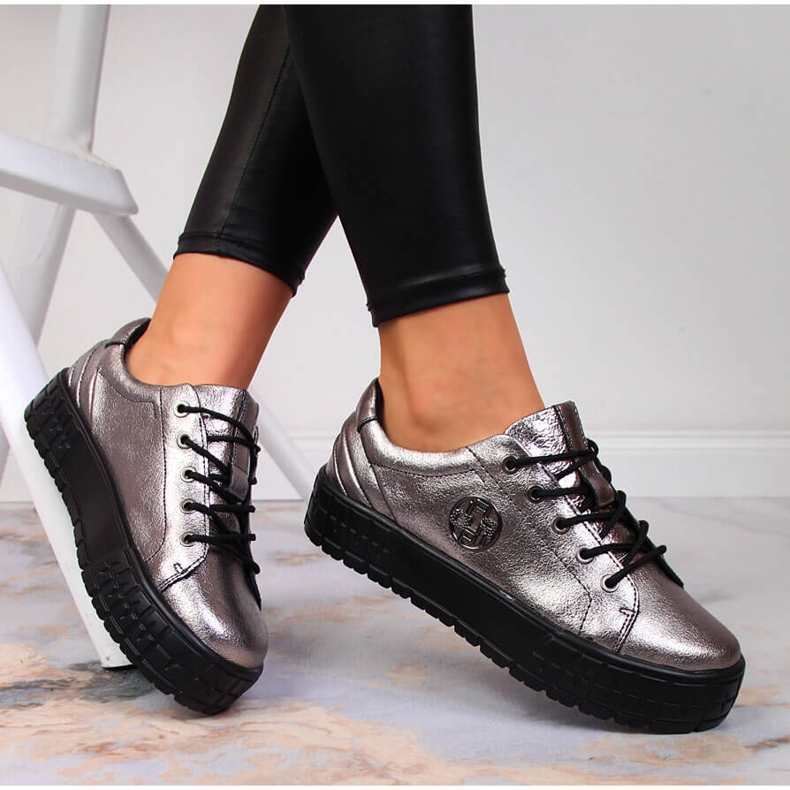 Chaussures femme en cuir argent Filippo silver 1