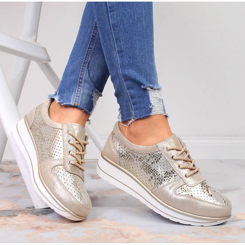 S.Barski Baskets femme en cuir doré S. Barski 1