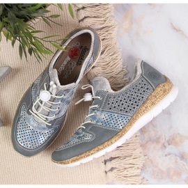Chaussures femme ajourées bleues Rieker N4255-12 13