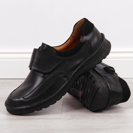 Chaussures pour hommes en cuir avec velcro noir Łukbut 1163 le noir 3