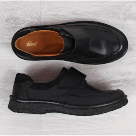 Chaussures pour hommes en cuir avec velcro noir Łukbut 1163 le noir 1
