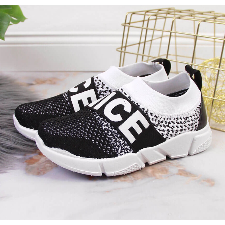Chaussures de sport à enfiler pour enfants McKeylor noir blanc 2