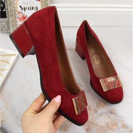 Escarpins sur un bloc de daim Jezzi marron rouge 1