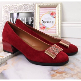 Escarpins sur un bloc de daim Jezzi marron rouge 2