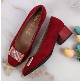 Escarpins sur un bloc de daim Jezzi marron rouge 3