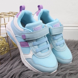 Chaussures de sport pour filles avec velcro bleu American Club 2