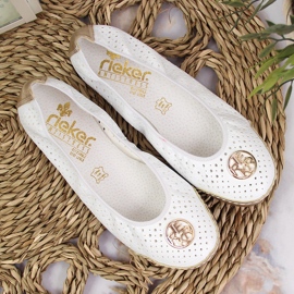 Ballerines femme blanches ajourées Rieker 41459-80 12
